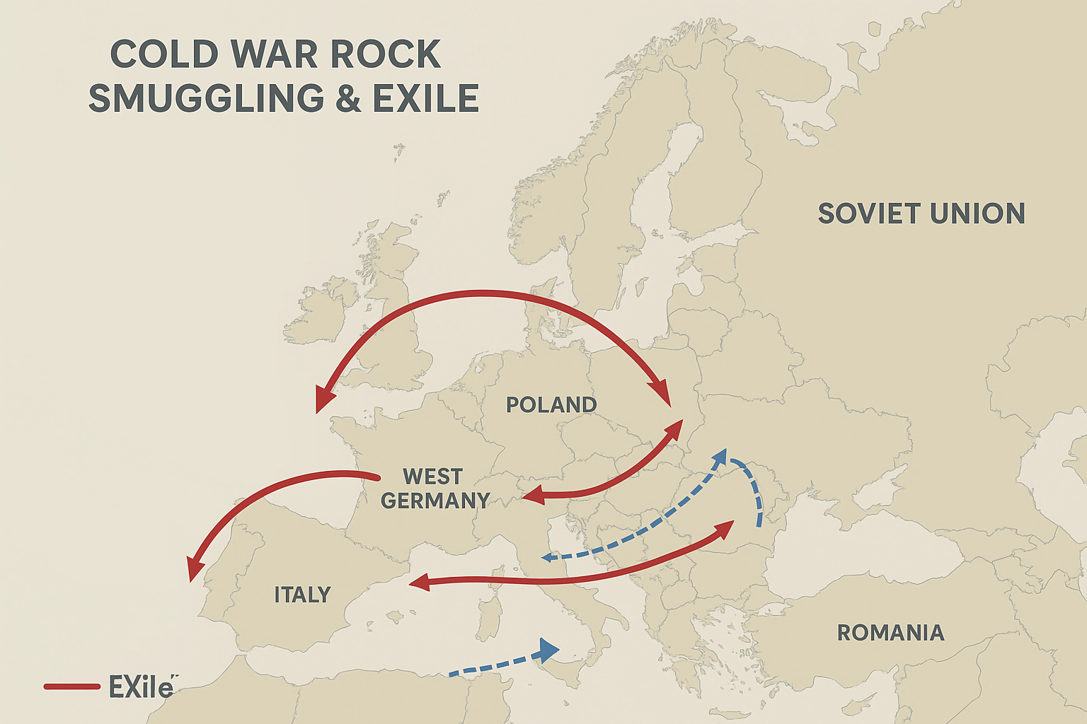 Map of Cold War Rock Diplomacy